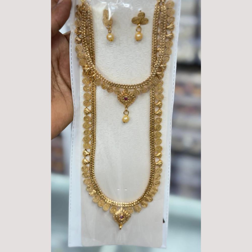 Manisha Jewellery Luxury Pota Stone And Pearl Double Necklace Set