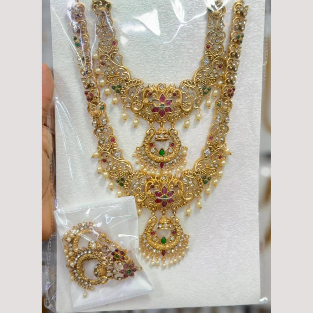 Manisha Jewellery Luxury Pota Stone & Austrian Stone Pearl Double Necklace Set