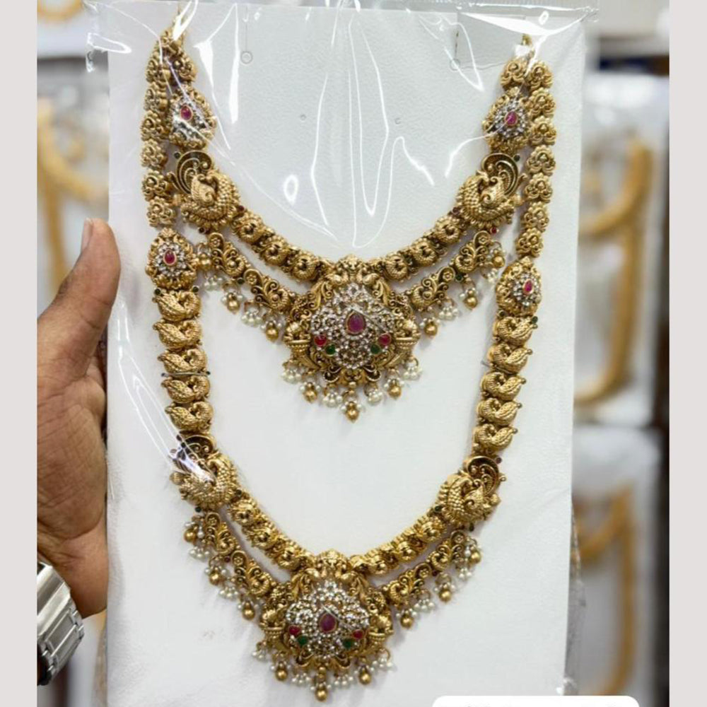 Manisha Jewellery Luxury Pota Stone & Austrian Stone Pearl Double Necklace Set