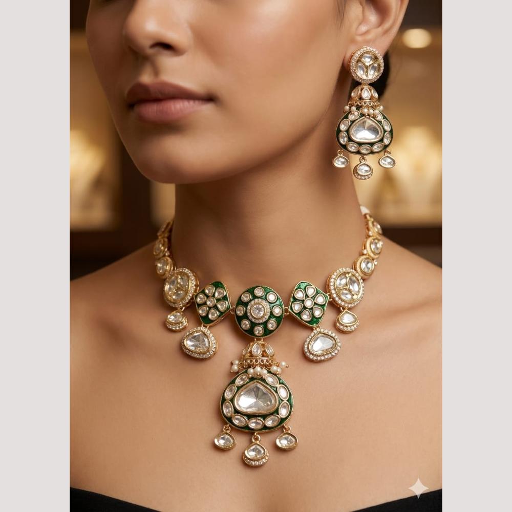 Manisha Jewellery Premium Polki Kundan Stone Choker Necklace Set