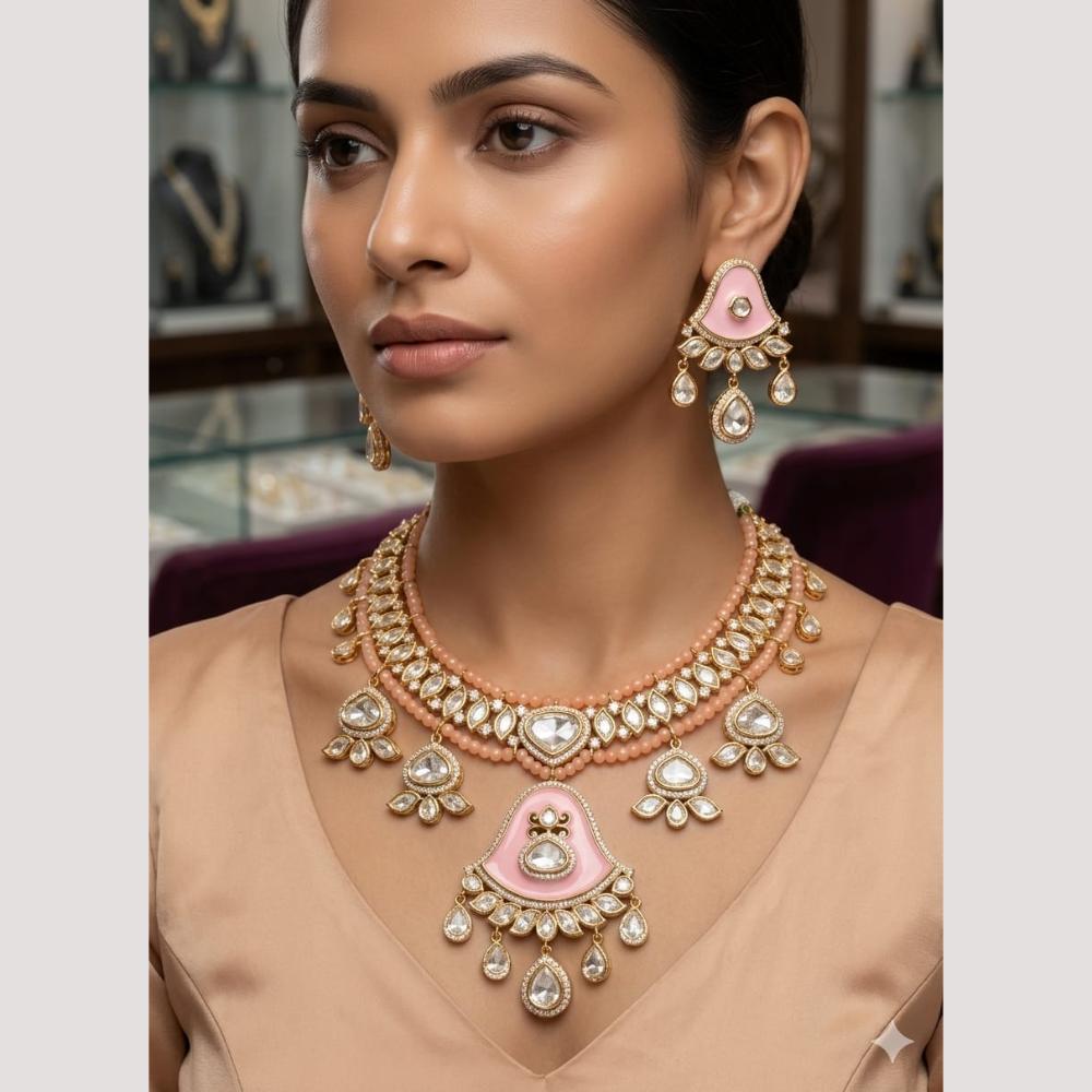 Manisha Jewellery Premium Polki Kundan Stone Necklace Set