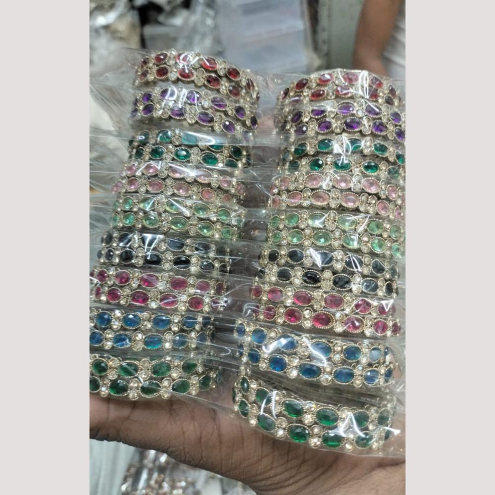 Manisha Jewellery Pota Stone And Austrian Stone Bangles Set