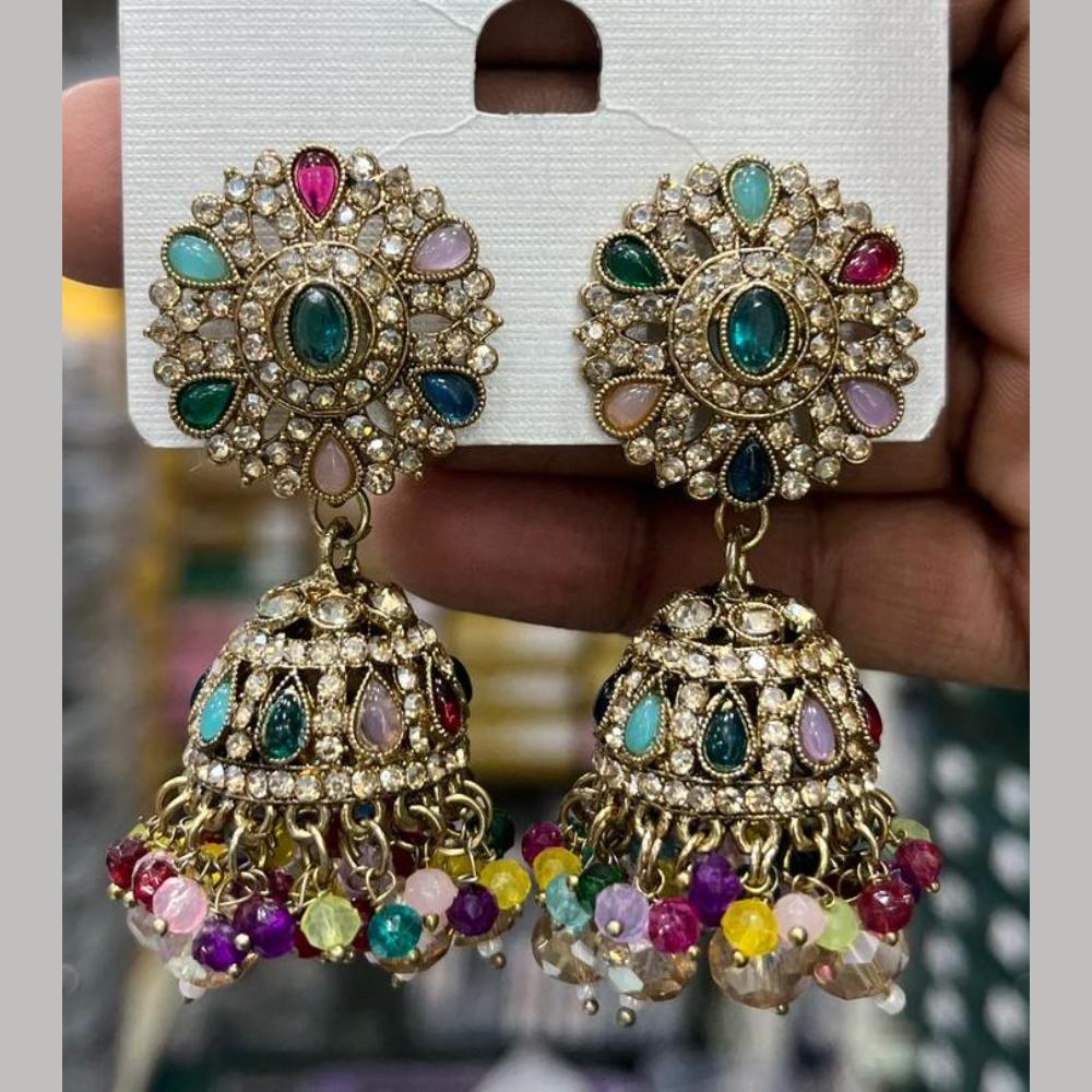 Manisha Jewellery Designer Crystal Stone And Pearl Jhumki Earrings