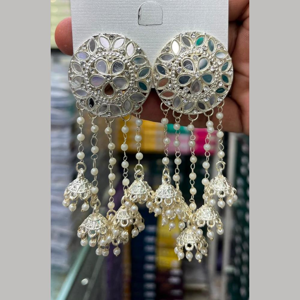 Manisha Jewellery Designer Mirror And Pearl Jhumki Earrings