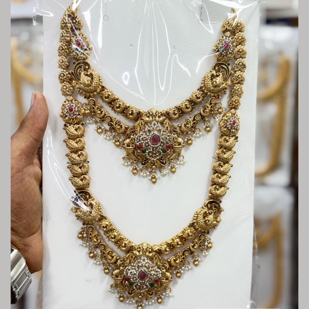 Manisha Jewellery Luxury Pota Stone And Pearl Double Necklace Set