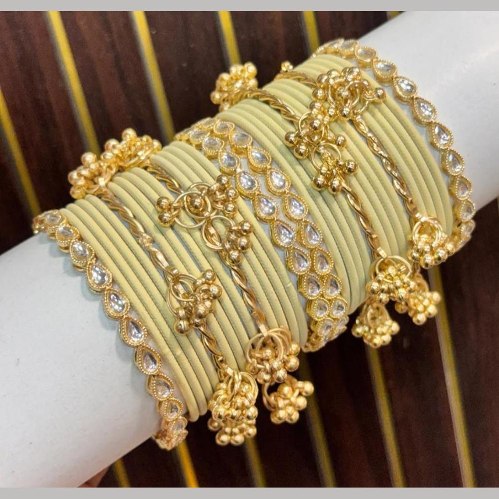 Manisha Jewellery Luxury Kundan And Pearl Kashmiri Chuda Bangles Set