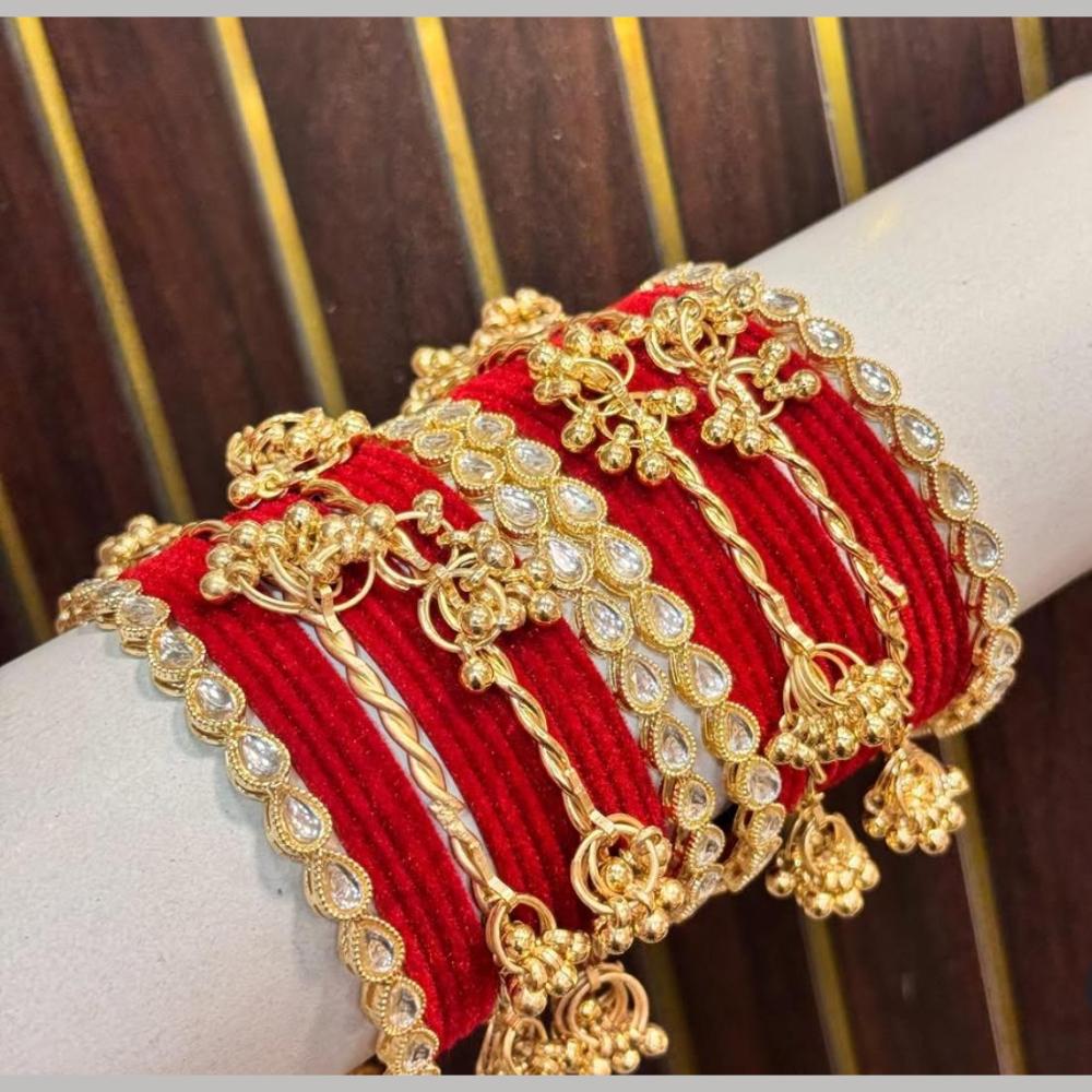 Manisha Jewellery Luxury Kundan And Pearl Kashmiri Chuda Bangles Set
