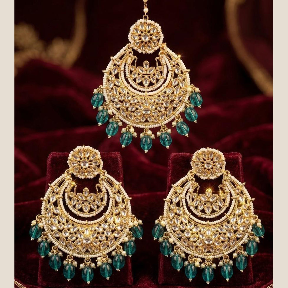 Manisha Jewellery Designer Crystal Stone Dangler Earrings with Matching Maangtikka