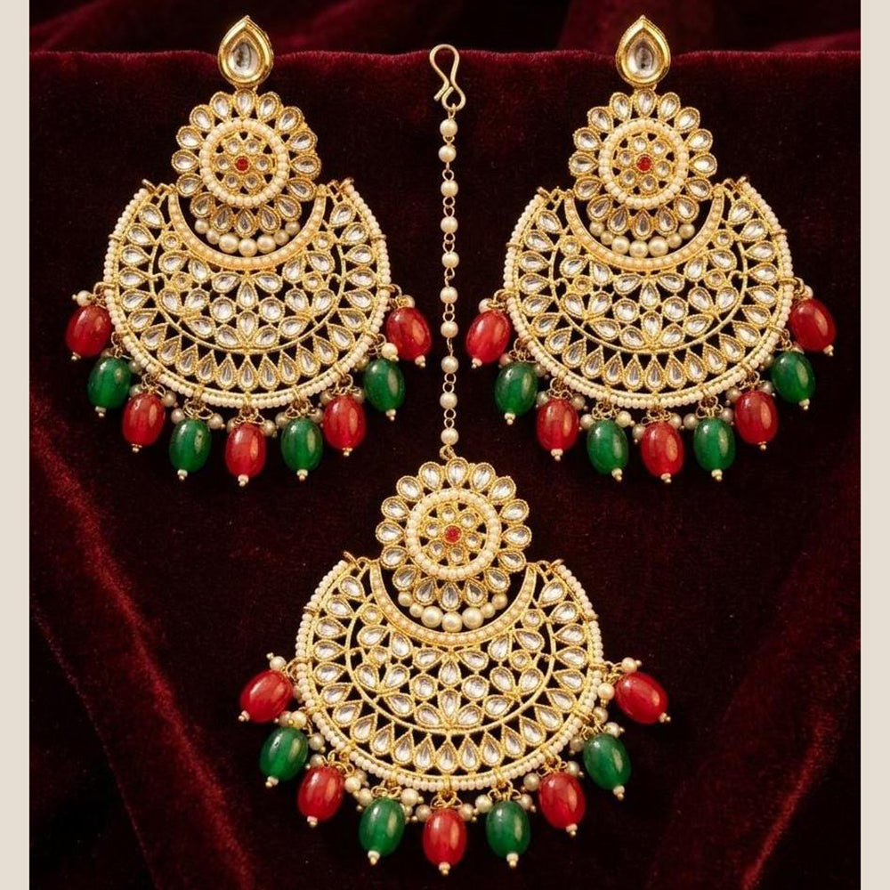 Manisha Jewellery Designer Crystal Stone Dangler Earrings with Matching Maangtikka