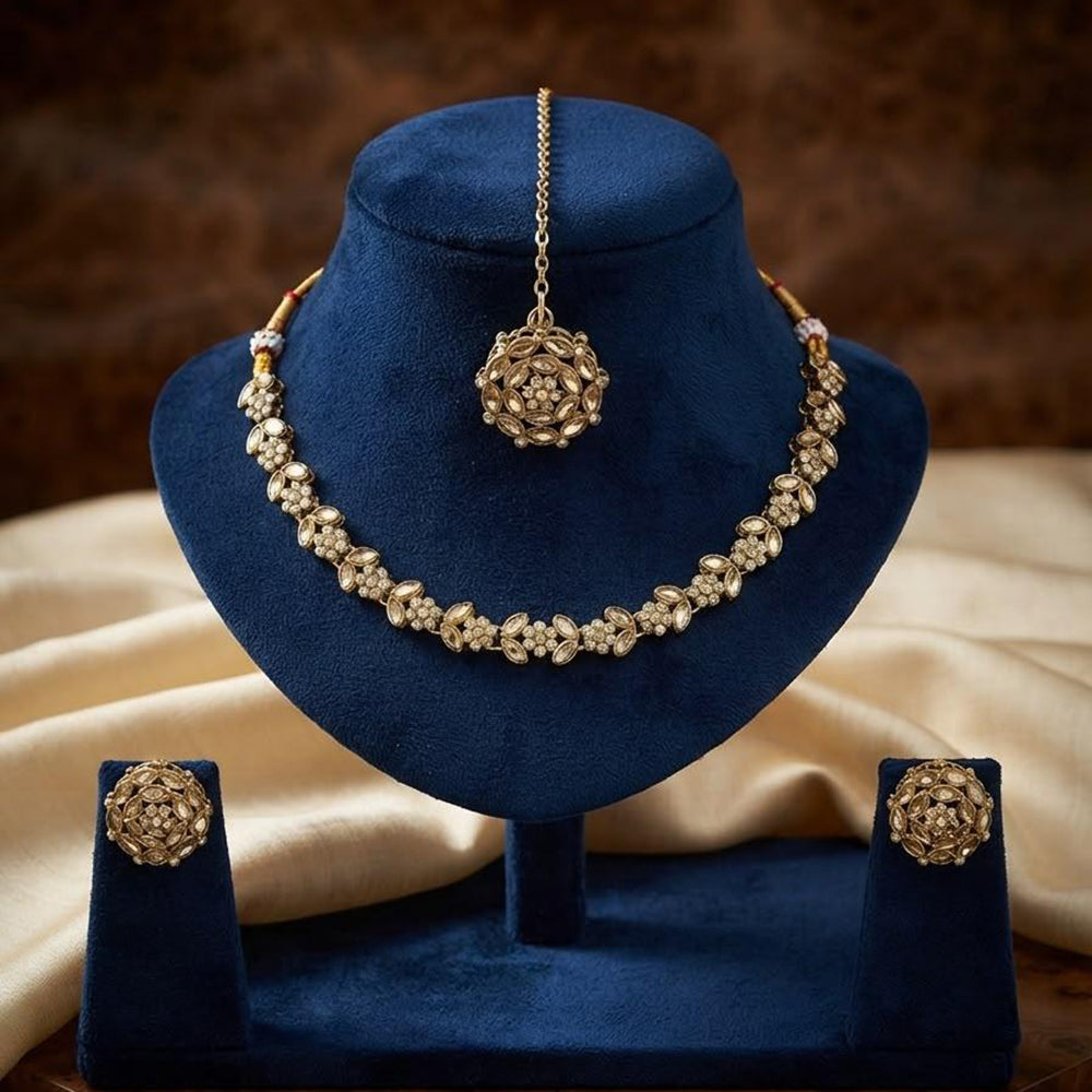 Manisha Gold Plated Kundan And Austrian Stone Necklace Set