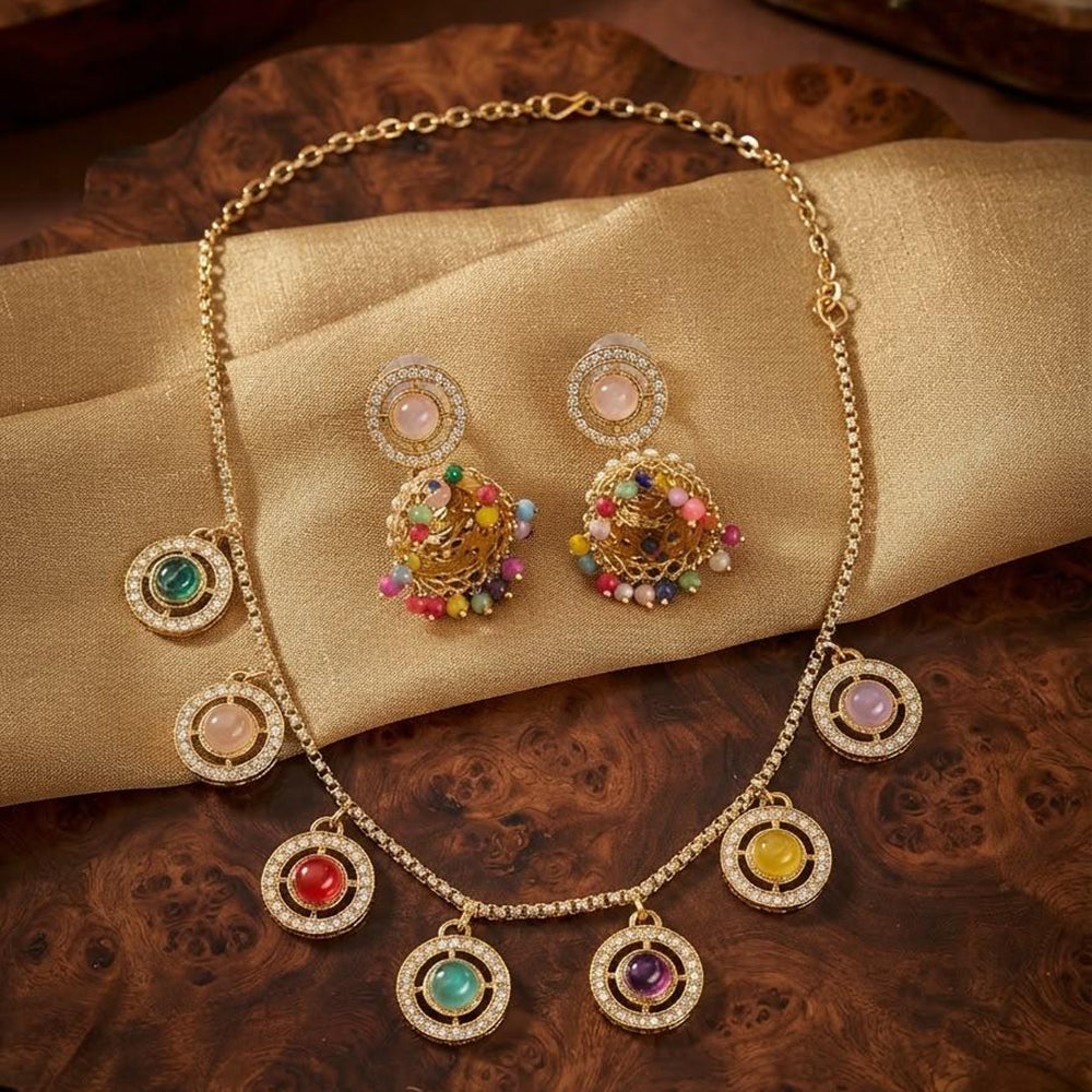 Manisha Gold Plated Crystal And Austrian Stone Necklace Set