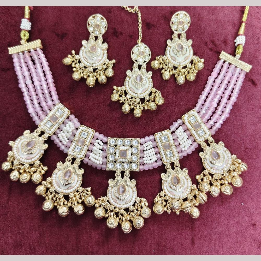 Manisha Jewellery Elegant Pota Stone Pearl And Beaded Meenakari Necklace Set