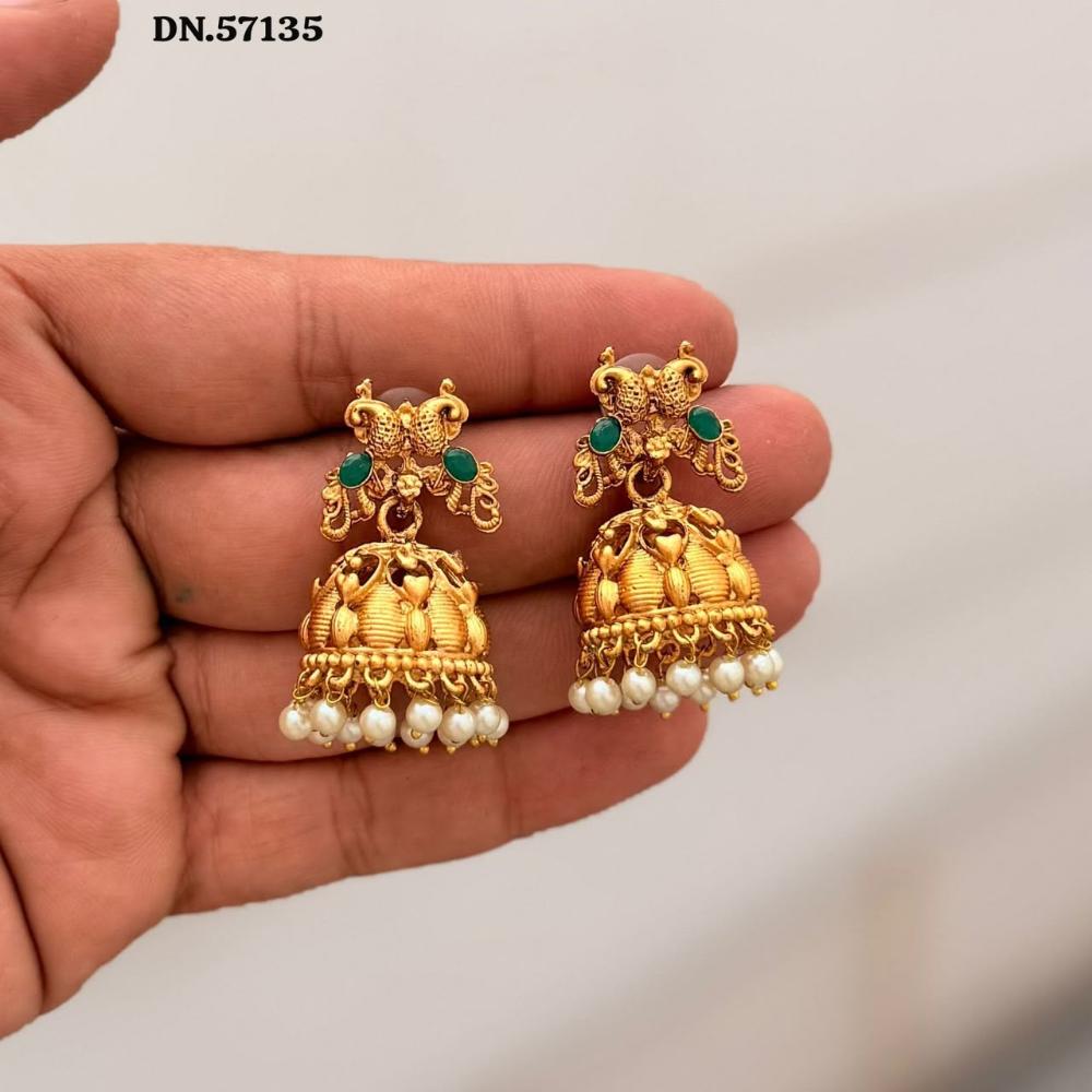 Manisha Jewellery Traditional Pota Stone And Pearl Jhumki Earrings
