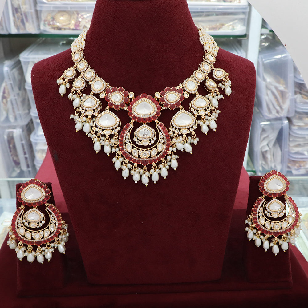 Manisha Jewellery Graceful Polki Kundan Stone And Beads Necklace Set