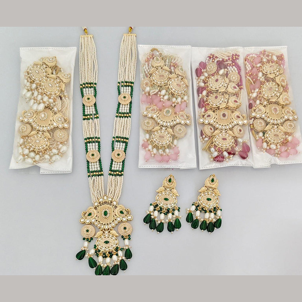 Manisha Jewellery Elegant Kundan Stone And Beads Meenakari Long Necklace Set