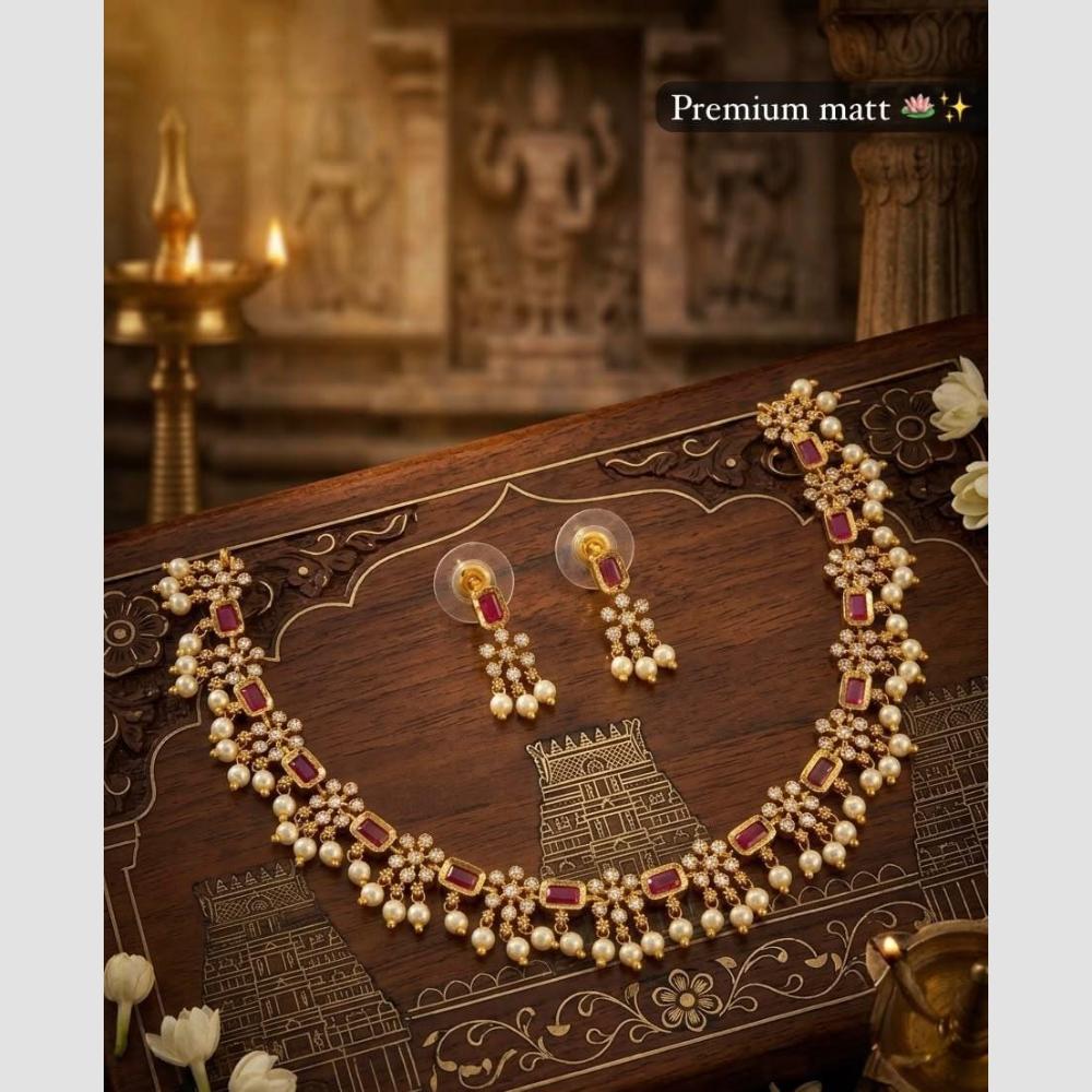 Manisha Jewellery Designer Austrian Stone And Pearl Necklace Set