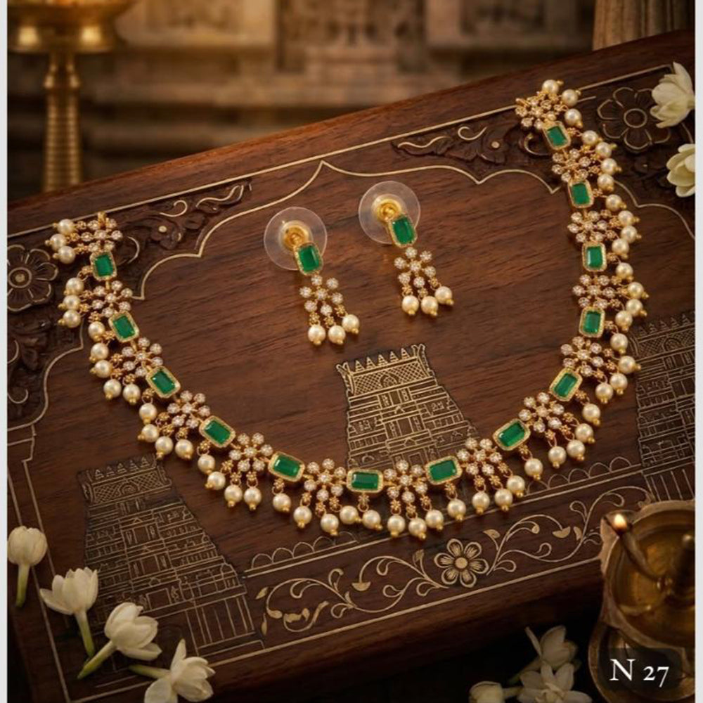 Manisha Jewellery Designer Austrian Stone And Pearl Necklace Set