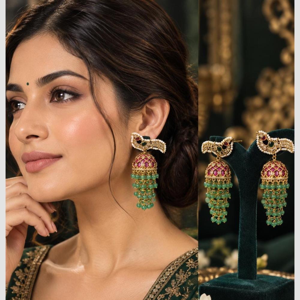 Manisha Jewellery Traditional Austrain Stone And Pearls Jhumki Earrings