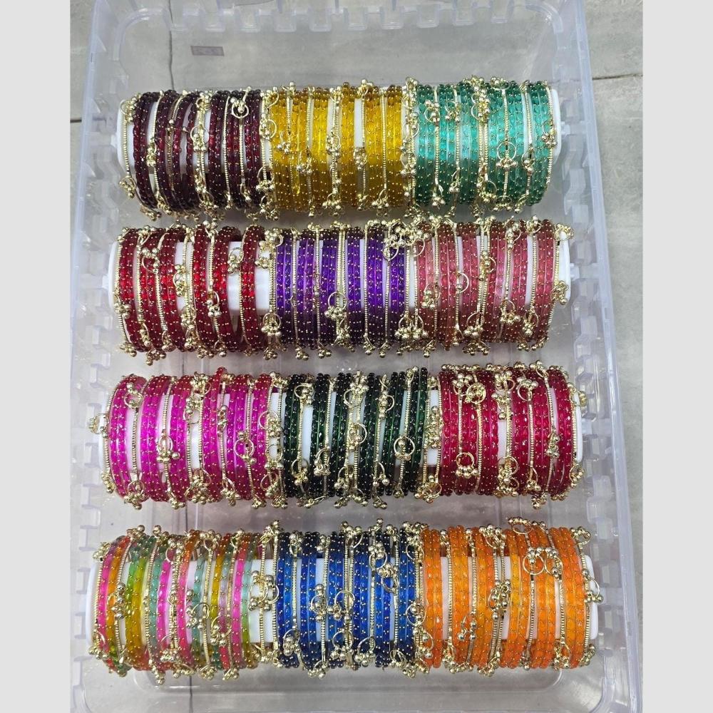Manisha Jewellery Colourful Ethnic Kashmiri Design Glass Bangles Set
