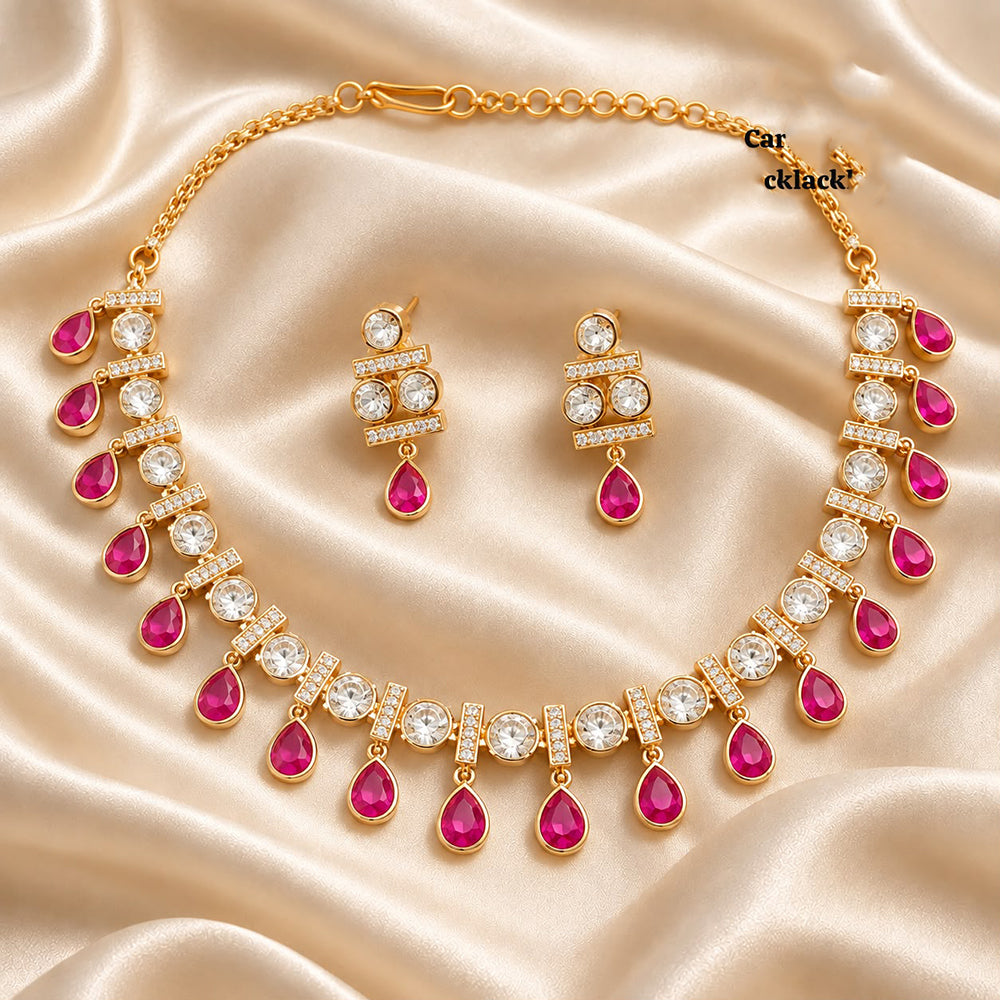 Manisha Jewellery Royal Look Pota Stone And Austrian Stone Necklace Set
