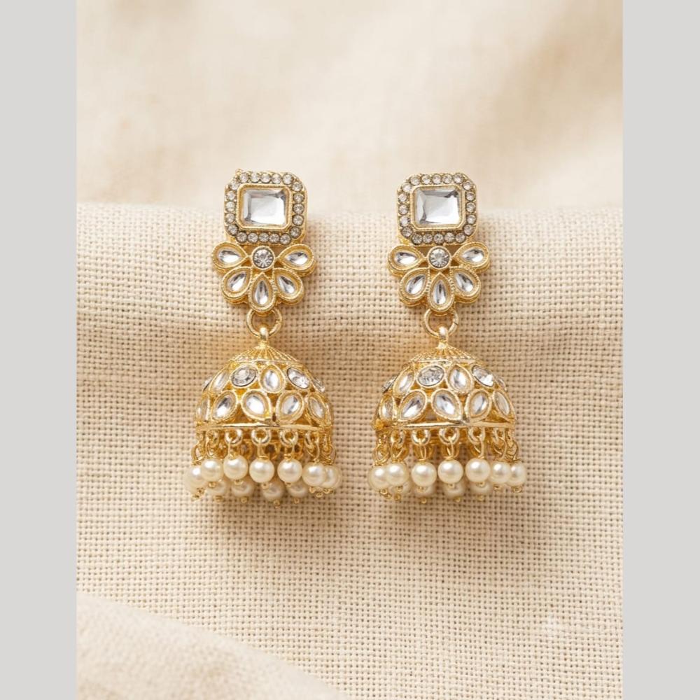 Manisha Jewellery Designer Kundan Stone And Pearl Jhumki Earrings