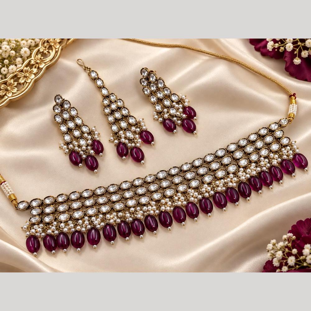 Manisha Jewellery Elegant Kundan Stone And Pearl Choker Necklace Set for Women