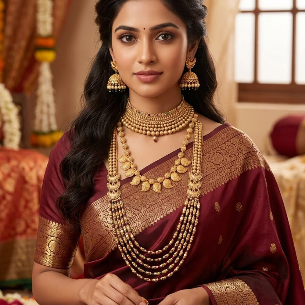 Manisha Jewellery Elegant Pota Stone And Pearl Combo Necklace Set for Women