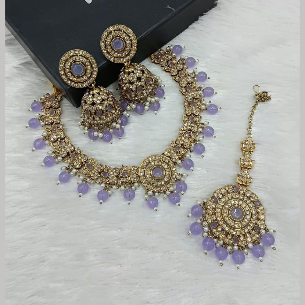 Lucentarts Jewellery Gold Plated Crystal Stone And Beads Necklace Set