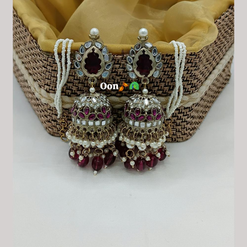 Lucentarts Jewellery Gold Plated Mirror And Pearl Jhumki Earrings