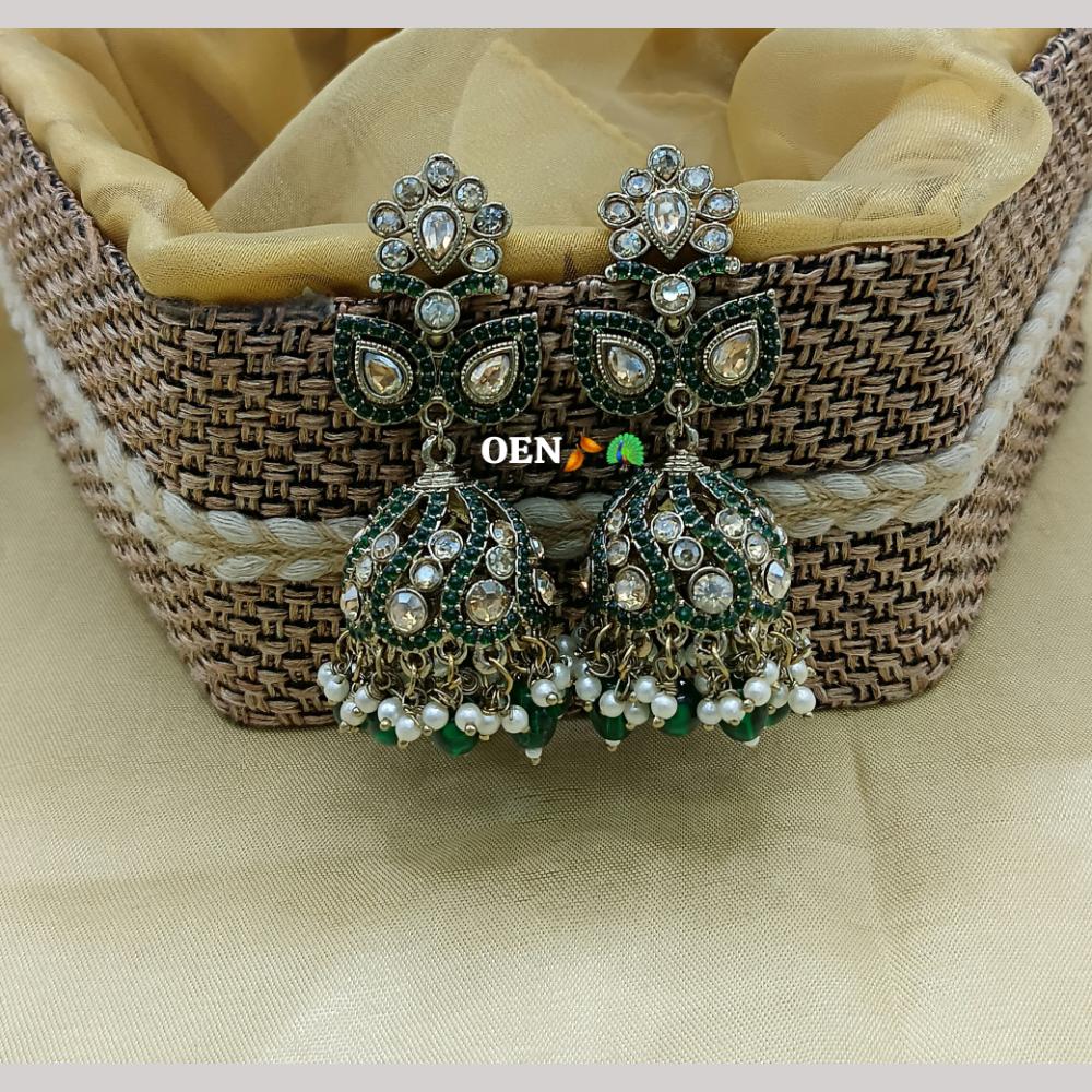 Lucentarts Jewellery Gold Plated Austrian And Pearl Jhumki Earrings