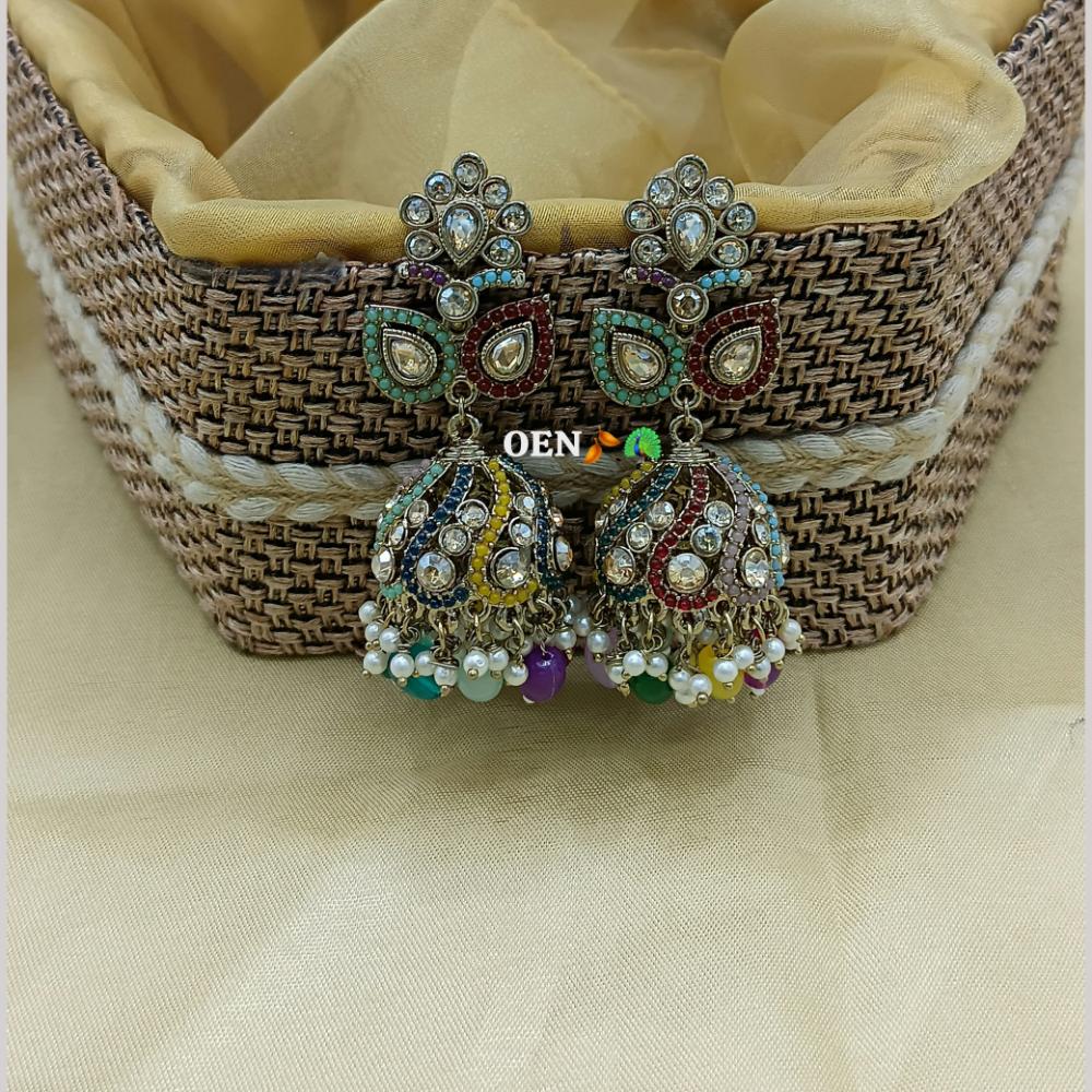 Lucentarts Jewellery Gold Plated Austrian And Pearl Jhumki Earrings