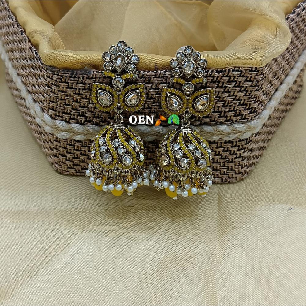 Lucentarts Jewellery Gold Plated Austrian And Pearl Jhumki Earrings