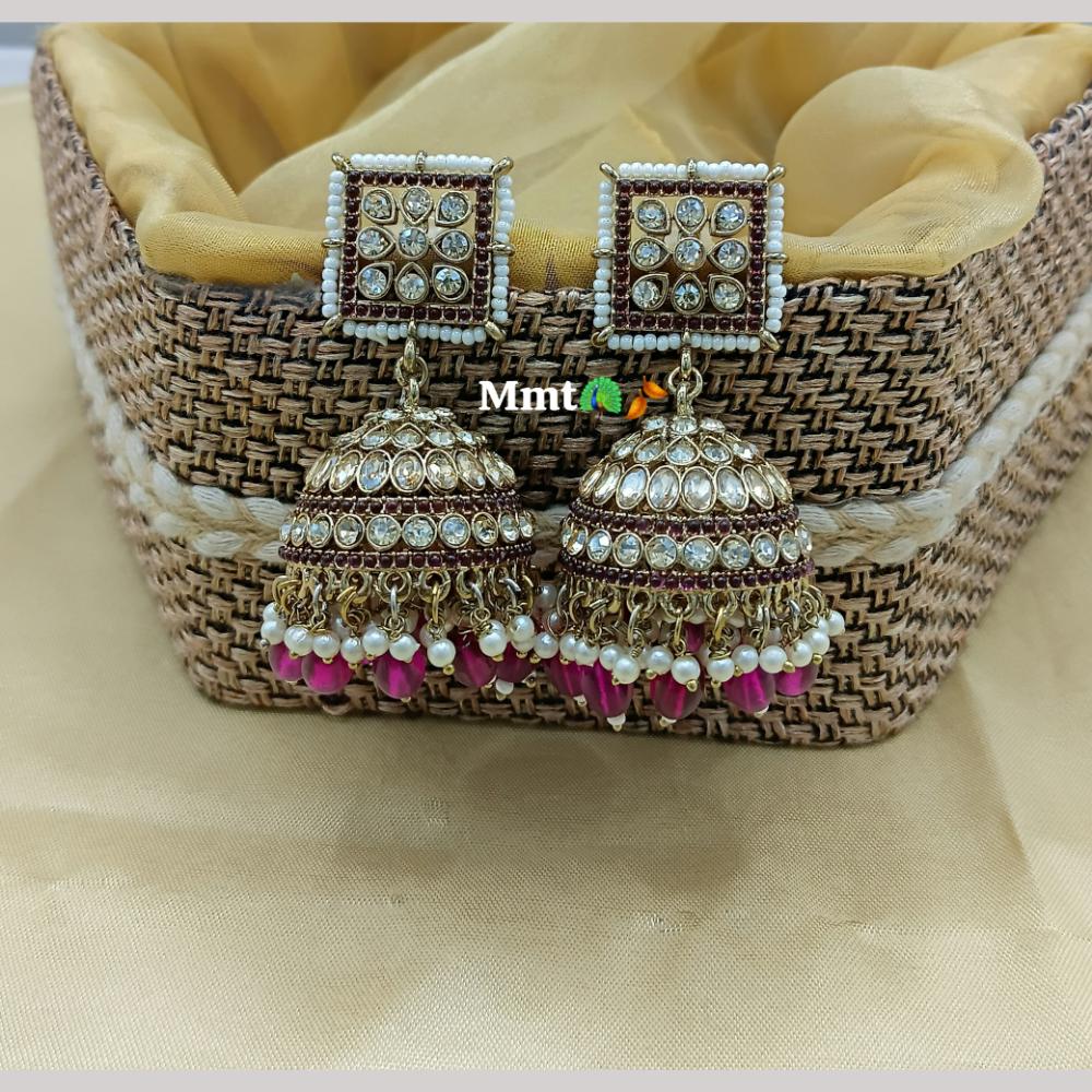 Lucentarts Jewellery Gold Plated Austrian And Pearl Jhumki Earrings