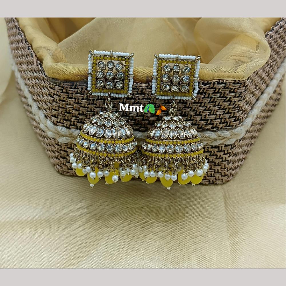 Lucentarts Jewellery Gold Plated Austrian And Pearl Jhumki Earrings