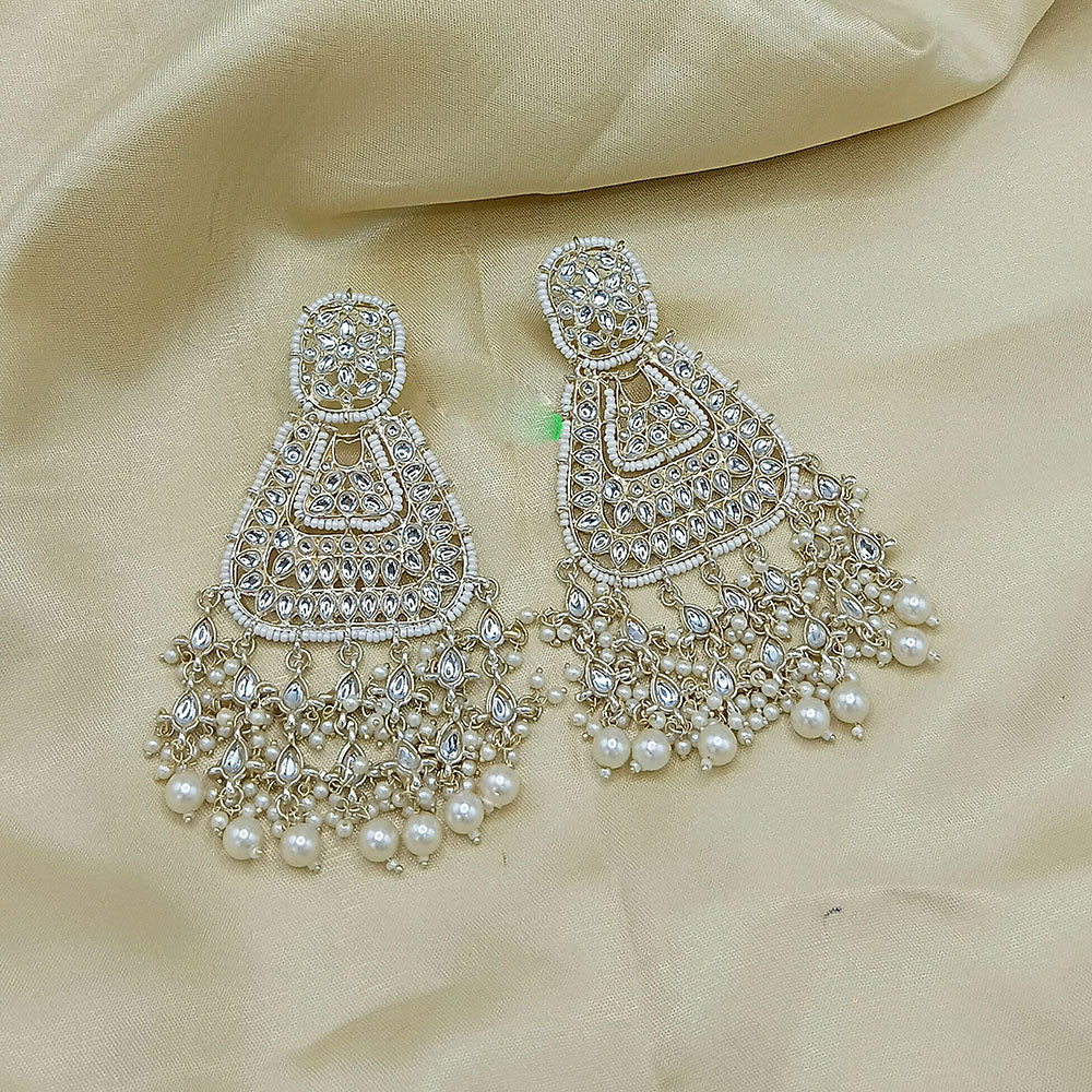 Lucentarts Jewellery Kundan And Pearl Dangler Earrings