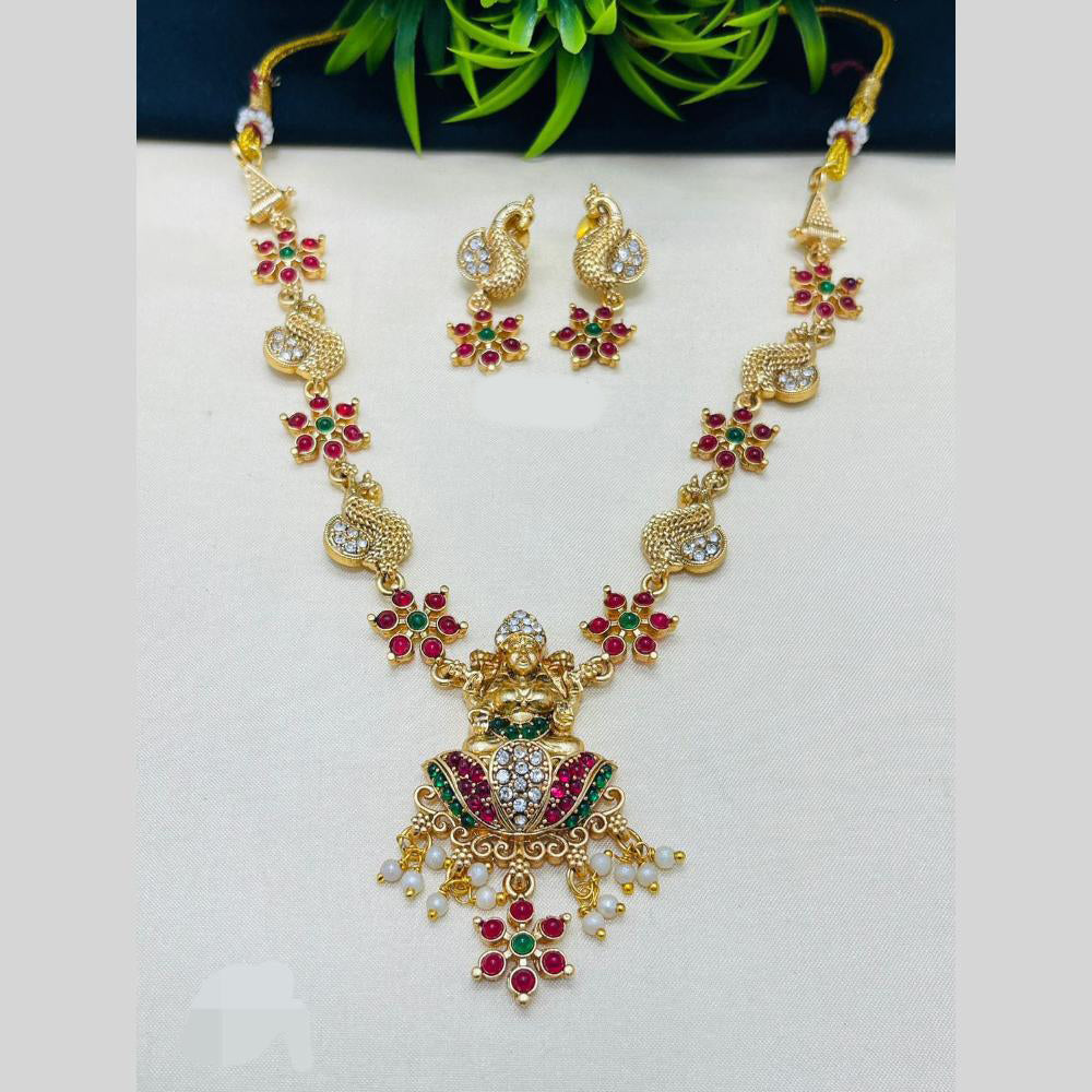 Lucentarts Jewellery Pota Stone & Pearl Temple Necklace Set