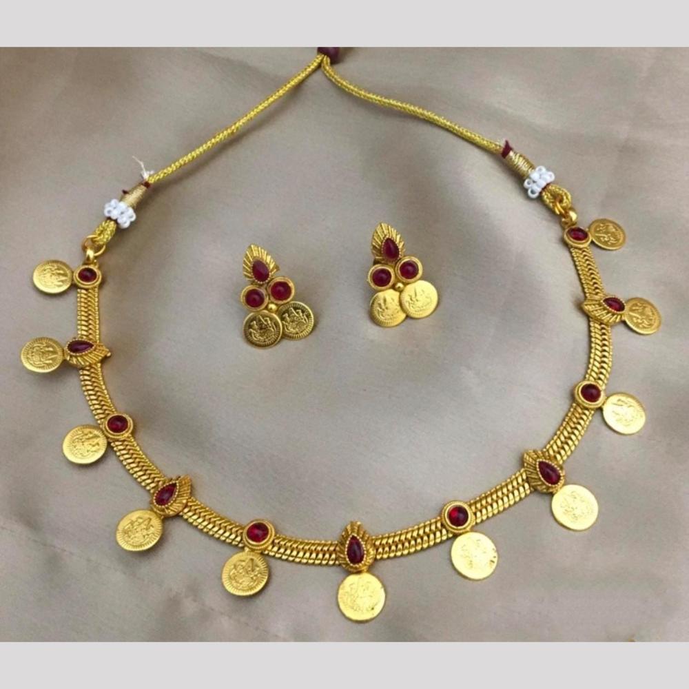 Lucentarts Jewellery Traditional Pota necklace with Goddess Lakshmi Motif