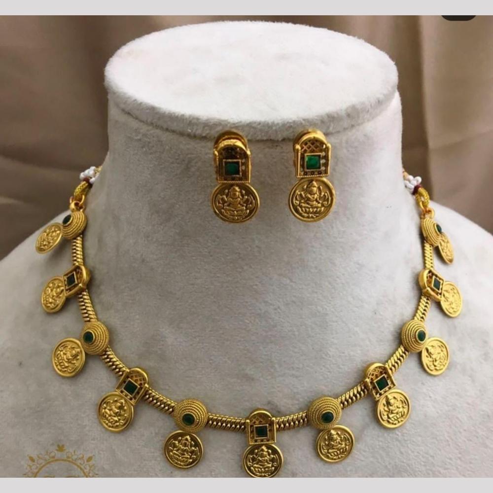 Lucentarts jewellery Traditional Gold-Toned Pota Necklace Featuring Goddess Lakshmi