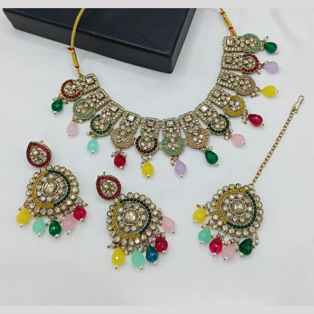 Lucentarts Jewellery Ethnic Kundan Beads Necklace  Set