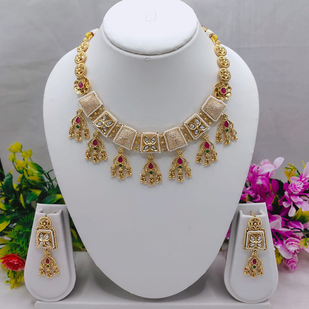 Lucentarts Jewellery Festive Bloom Kundan And Pota Meenakari Shine Necklace Set