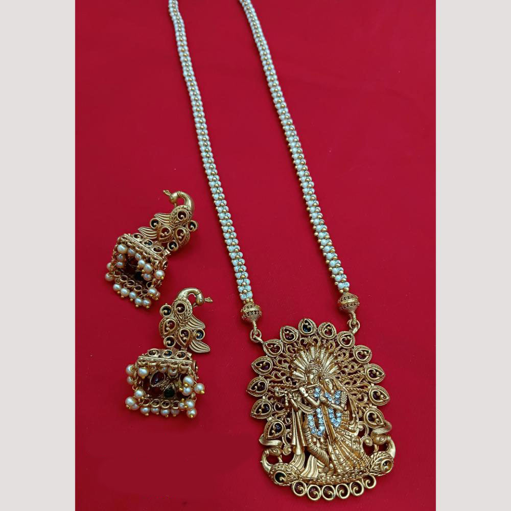 Lucentarts Jewellery Classic Austrian Stone And Pearl Long Necklace Set