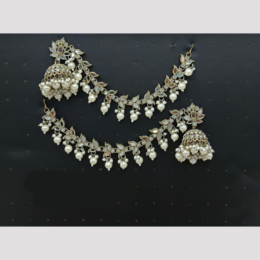 Lucentarts Jewellery Pearl Kan Chain Jhumki Earrings