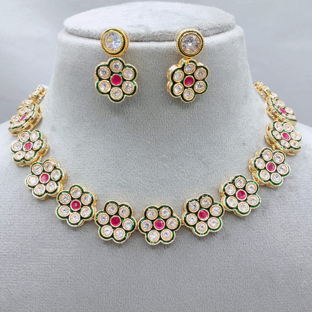 Lucentarts Jewellery Austrian Stone And Meenakari Design Necklace Set