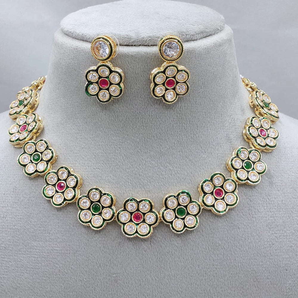 Lucentarts Jewellery Austrian Stone And Meenakari Design Necklace Set