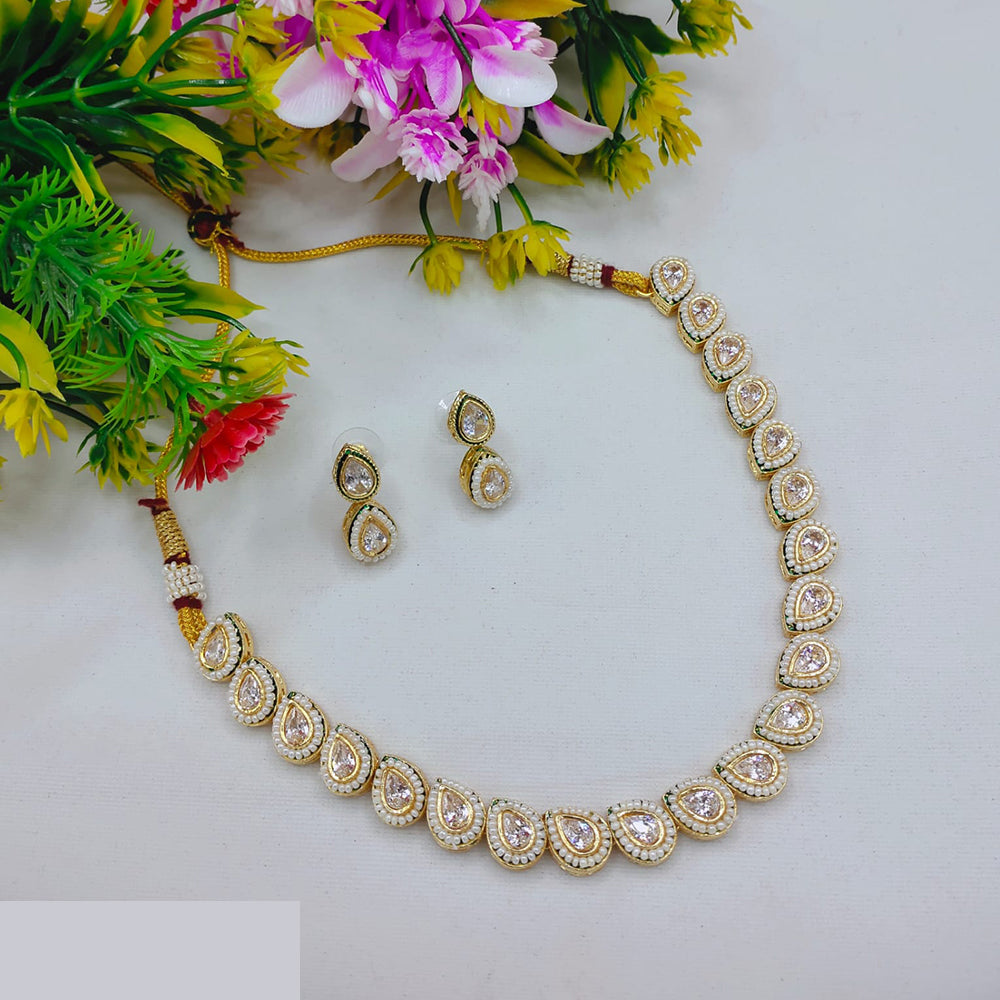 Lucentarts Jewellery Delicate Pota Stone And Pearl Necklace Set