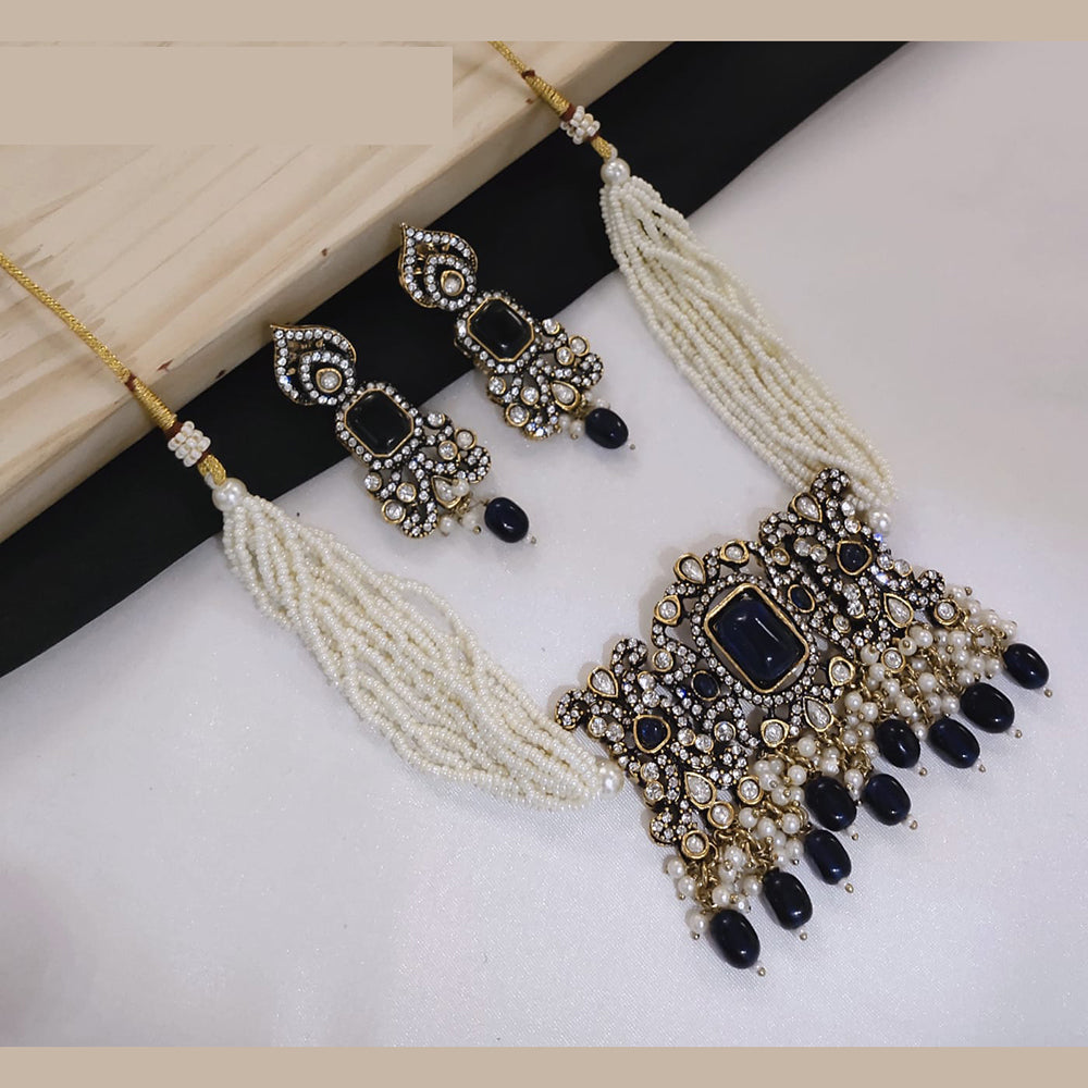 Lucentarts Jewellery Festive Pota And Austrian Beads Pearl Choker Necklace Set