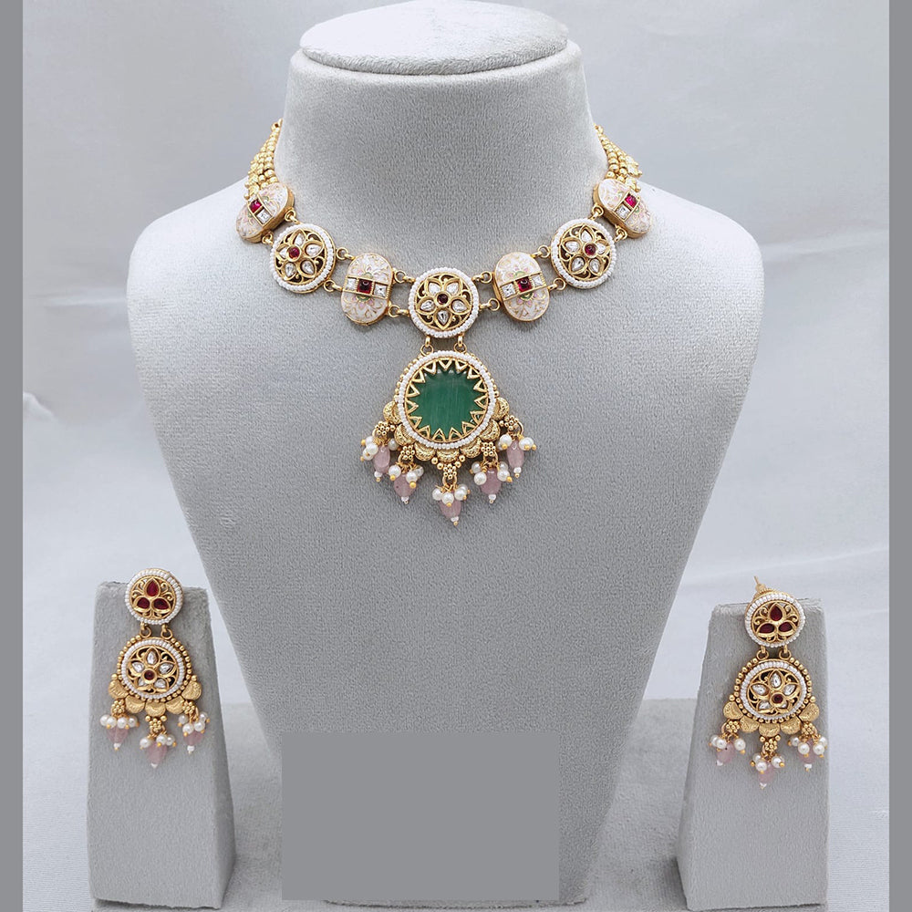 Lucentarts Jewellery Classic Pota And Meenakari Beads Pearl Necklace Set