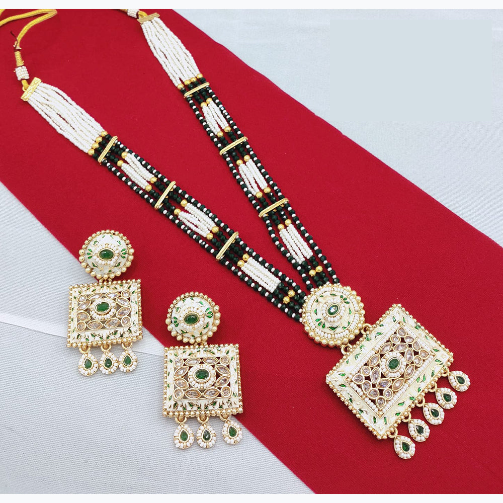 Lucentarts Jewellery Classic Pota And Meenakari Beads Pearl Long Necklace Set