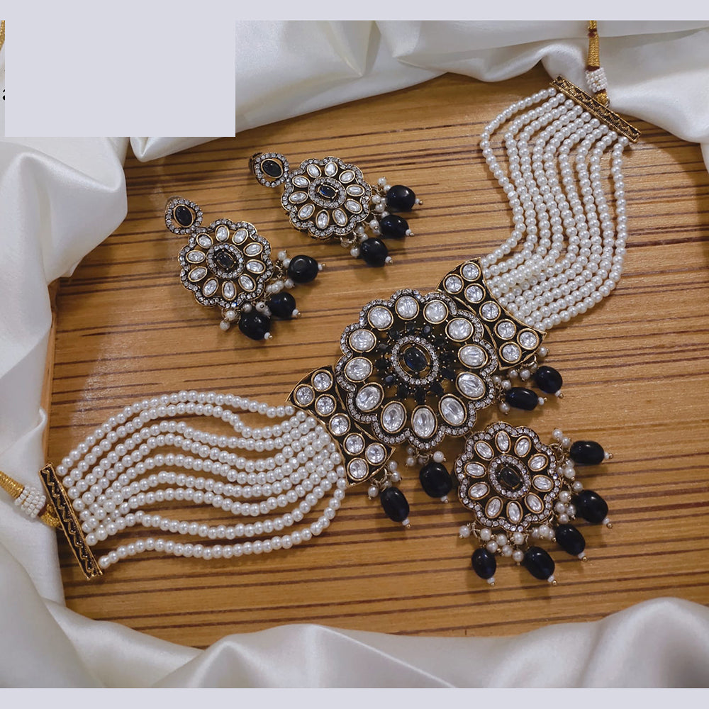 Lucentarts Jewellery Festive Pota And Austrian Beads Pearl Choker Necklace Set