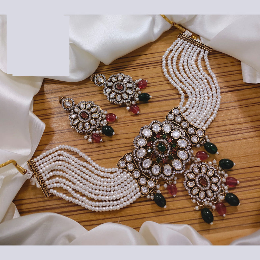 Lucentarts Jewellery Festive Pota And Austrian Beads Pearl Choker Necklace Set